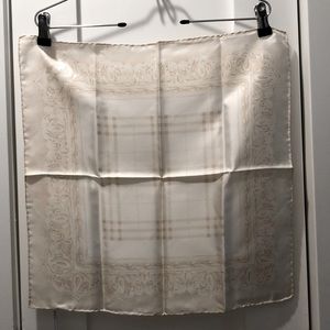 Burberry Silk pocket square/ square scarf -  18”x18” - cream color